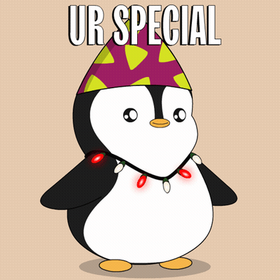 Cartoon Penguin In Party Hat Saying You're Special GIF