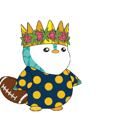 Cartoon Penguin In Polka Dot Dress And Flower Crown Sticker