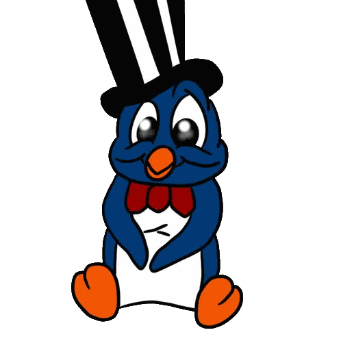 Cartoon Penguin In Top Hat And Bow Tie Sticker
