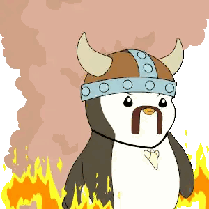 Cartoon Penguin In Viking Helmet Sticker