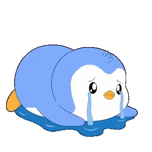Cartoon Penguin Laying On Ground Crying Sticker