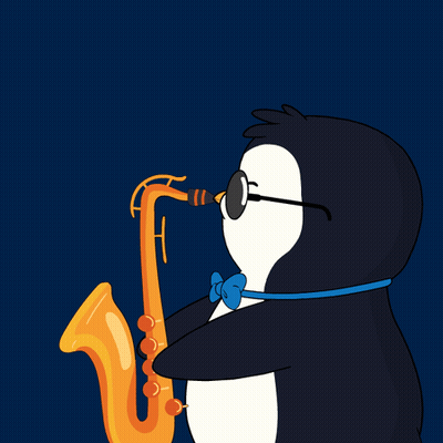 Cartoon Penguin Playing Saxophone GIF