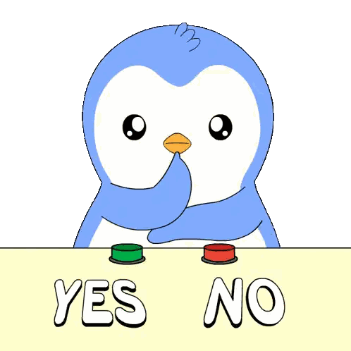 Cartoon Penguin Pressing Yes No Button Sticker