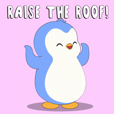 Cartoon Penguin Raising Roof GIF