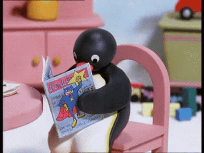 Cartoon Penguin Reading Magazine Gallo GIF