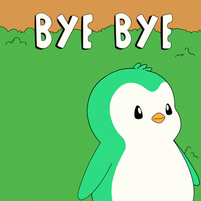 Cartoon Penguin Saying Bye Bye In Field GIF