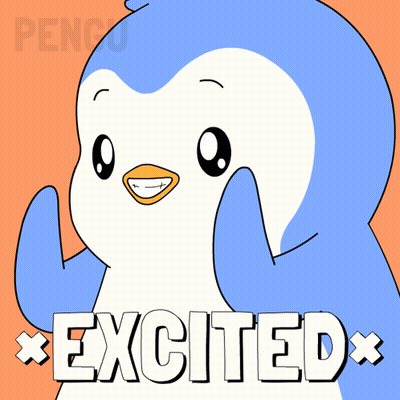 Cartoon Penguin Saying Excited GIF