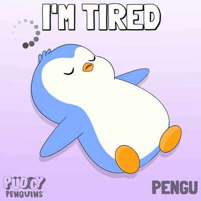 Cartoon Penguin Saying I'm Tired GIF