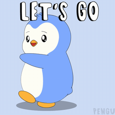 Cartoon Penguin Saying Let's Go GIF