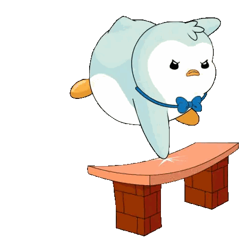 Cartoon Penguin Sitting On Bench With Bow Tie Sticker