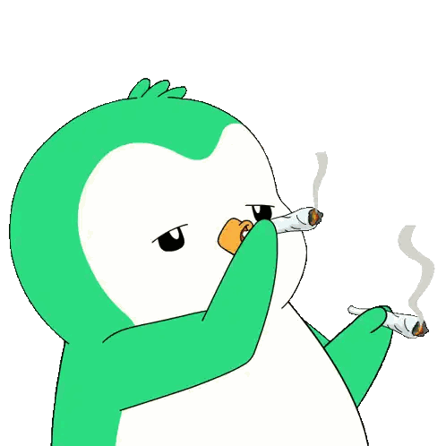 Cartoon Penguin Smoking Cigarette Sticker