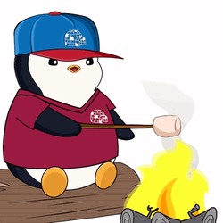 Cartoon Penguin Smores Night GIF