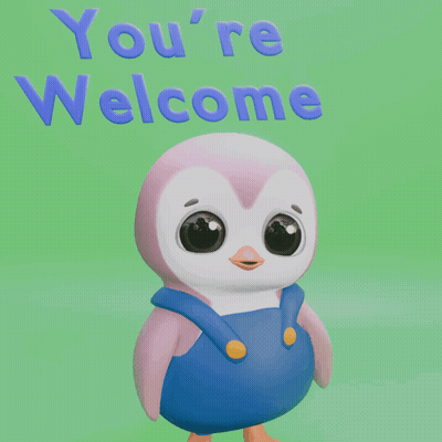 Cartoon Penguin Standing In Front Of You're Welcome GIF
