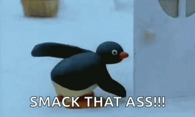 Cartoon Penguin Standing In Snow Smack That Ass GIF