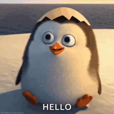 Cartoon Penguin Standing On Snow Saying Hello GIF