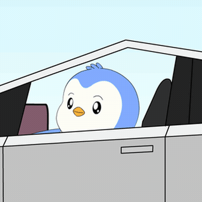 Cartoon Penguin Sticking Head Out Car Window GIF