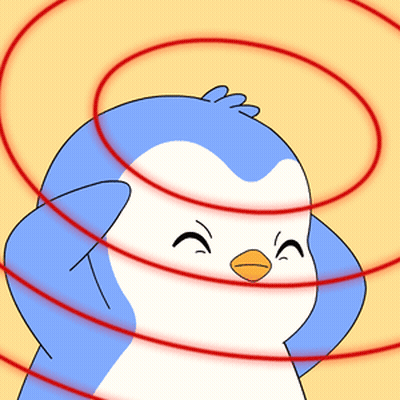 Cartoon Penguin Surrounded By Red Circles GIF