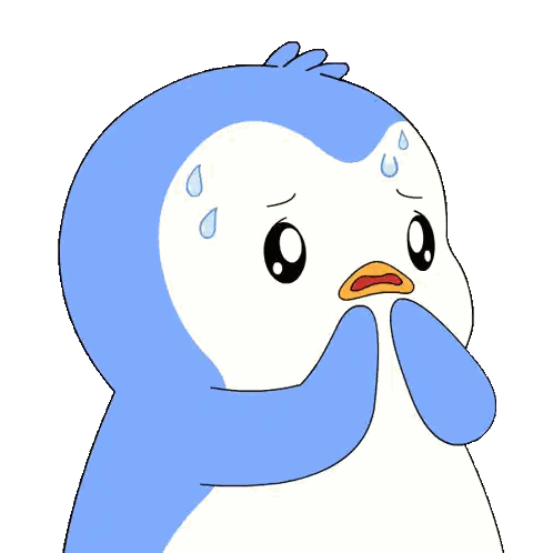 Cartoon Penguin Sweating Sticker