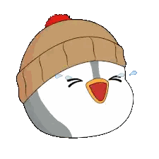 Cartoon Penguin Wearing Beanie Crying Sticker