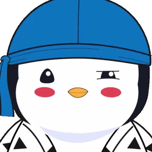 Cartoon Penguin Wearing Blue Headband Sticker