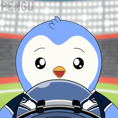 Cartoon Penguin Wearing Helmet With Pengu Background GIF