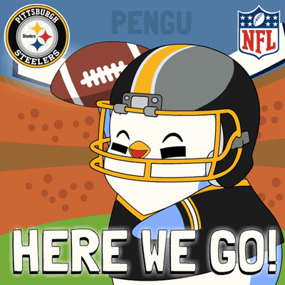 Cartoon Penguin Wearing Steelers Helmet GIF