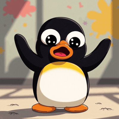 Cartoon Penguin With Arms Outstretched GIF