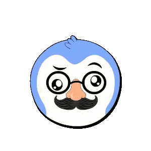 Cartoon Penguin With Glasses And Mustache Sticker