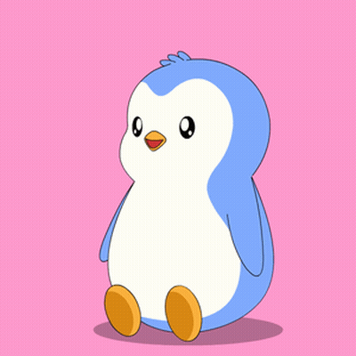 Cartoon Penguin With Green Cloud GIF