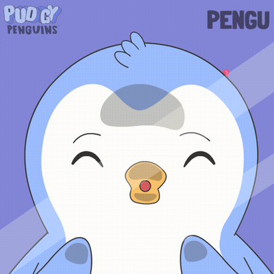 Cartoon Penguin With Hearts On Head Saying Pengu GIF