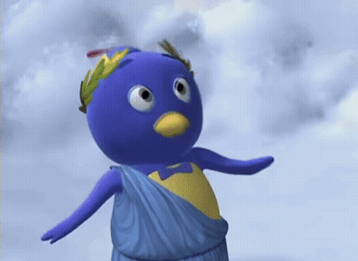 Cartoon Penguin With Laurel Wreath GIF