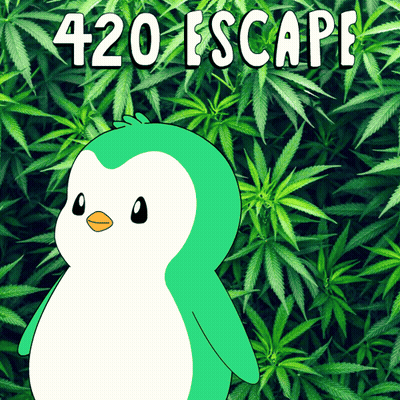 Cartoon Penguin With Marijuana Plant And 420 Escape GIF