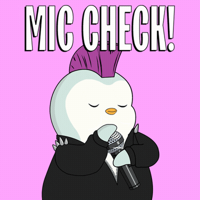 Cartoon Penguin With Mohawk Singing Mic Check GIF