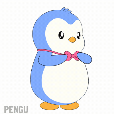 Cartoon Penguin With Pink Bow Tie Saying Pengu GIF