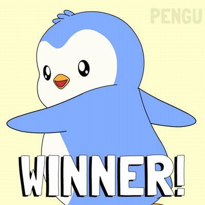 Cartoon Penguin With Winner GIF