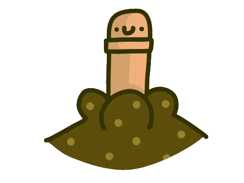 Cartoon Penis Sticking Out Of Dirt Sticker
