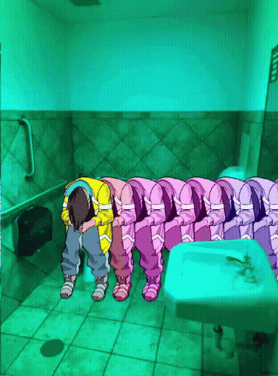 Cartoon People Sitting In Bathroom GIF
