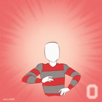 Cartoon Person Arms In Air With Letter O GIF