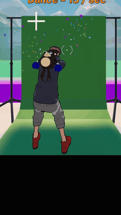 Cartoon Person By Green Wall With Cross And Dance 15 Sec GIF