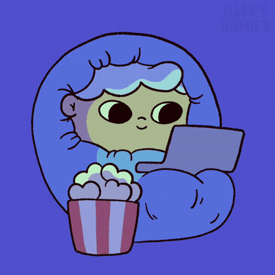 Cartoon Person Eating Popcorn Watching Movie GIF