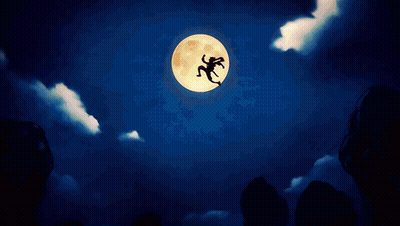 Cartoon Person Falling In Front Of Moon GIF