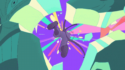 Cartoon Person Falling Through Purple Tunnel GIF