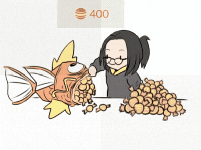 Cartoon Person Feeding Candy To Fish 400 GIF
