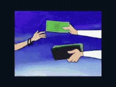 Cartoon Person Handing Wallet Full Of Money GIF