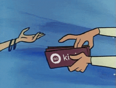Cartoon Person Handing Wallet Saying Ki GIF