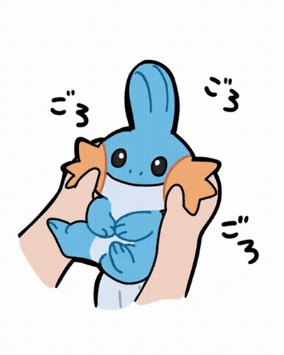 Cartoon Person Holding Blue And Orange Rabbit GIF