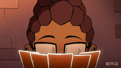 Cartoon Person Holding Cards Netflix GIF