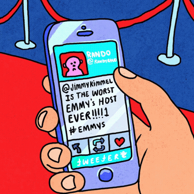 Cartoon Person Holding Cell Phone Jimmy Kimmel GIF
