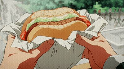 Cartoon Person Holding Hamburger GIF