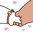 Cartoon Person Holding Hand With Pink Hearts Sticker